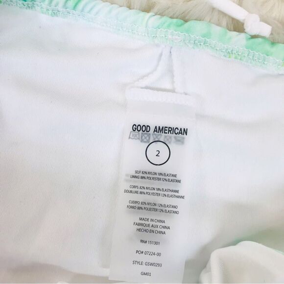 Good American Green White‎ Tie-Dye String Triangle Bikini Set Size 2 Medium New - Picture 7 of 11